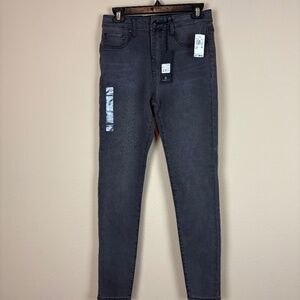 NWT Numero Gray Wash (Faded Black) Genoa High Rise Super Skinny Stretchy Jeans